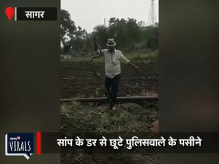 जब सांप के डर से भाग खड़ा हुआ पुलिस सिपाही, देखें VIRAL VIDEO