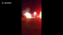 Flames engulf pickup truck 'hit by firework' in Las Vegas neighbourhood during Independence Day celebrations
