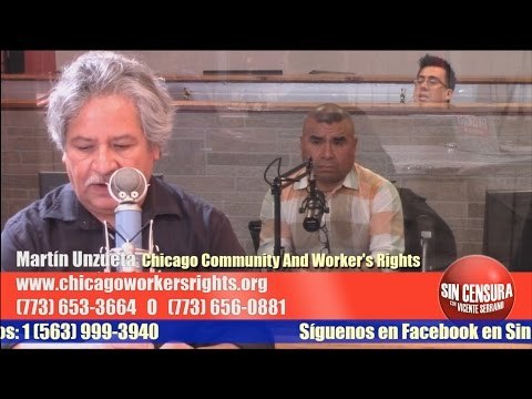 La abogada Lourdes M. el activista Martin U. y Salvador C. hablando sobre derechos del inmigrante