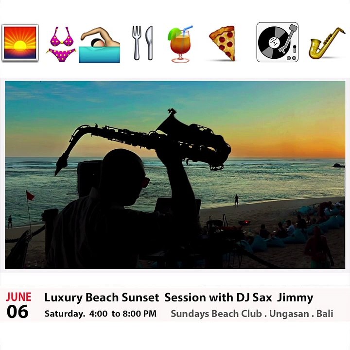 #SundaysBeachClub Ungasan #Bali luxury beach sunset session with #DJ sax Jimmy Rougerie