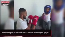 Boxeurs de père en fils : Tony Yoka s'entraîne avec son petit garçon (vidéo)