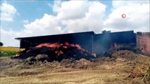 Çiftlikte yangın: 5 bin balya saman kül oldu, 5 büyükbaş hayvan telef oldu