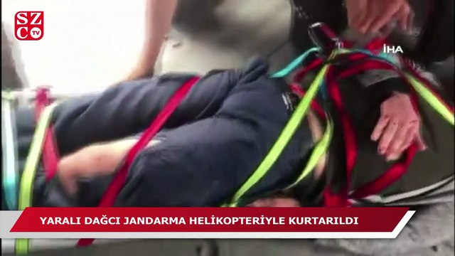 2992 metrede mahsur kalan yaralı dağcı, Jandarma helikopteriyle kurtarıldı