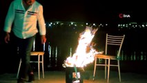 Klipte güldüren kaza: Ateşten eli yanan müzisyenin verdiği tepki set ekibini kahkahaya boğdu