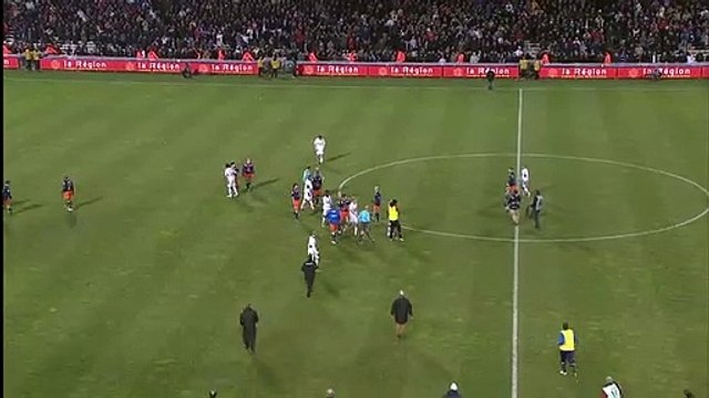 27/02/10 : MHSC-SRFC : carton rouge Gyan (après coup de sifflet final)