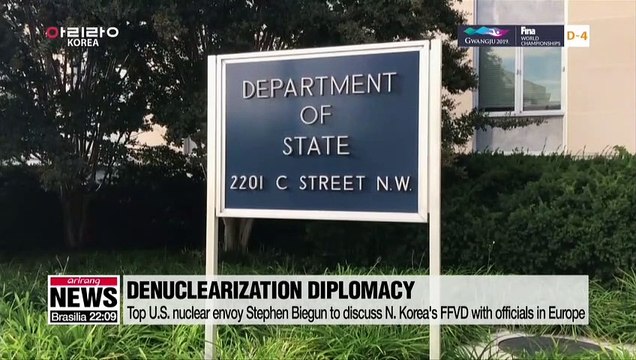 Top U.S. nuclear envoy Stephen Biegun to discuss N. Korea's FFVD with officials in Europe