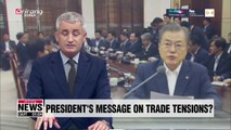 President Moon could discuss Japan's export curbs with top aides on Monday