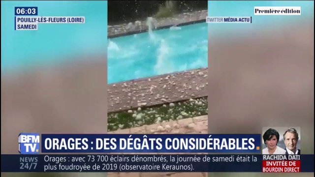 Les images très impressionnantes des averses de grêle dans le Rhône et la Loire