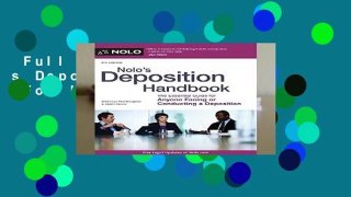 Full E-book  Nolo s Deposition Handbook  For Kindle