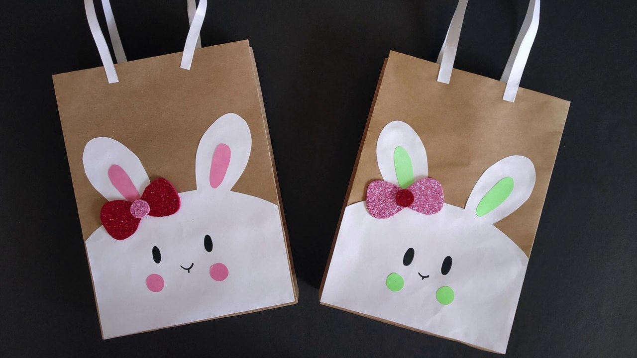 How to make Easy Paper Bag | Bunny Paper Bag | DIY Gift Bag | Paper Bag Turorial | Easter Craft