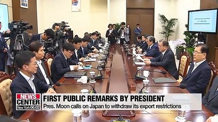 Download Video: Pres. Moon says he will not sit back and watch S. Korean firms suffer from Japan's export curbs