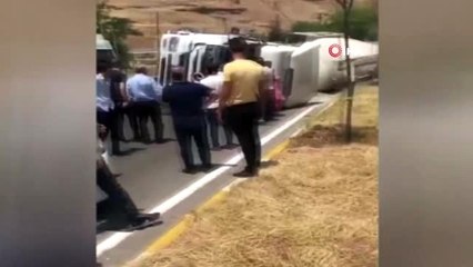 Siirt'te beton mikseri devrildi: 1 yaralı