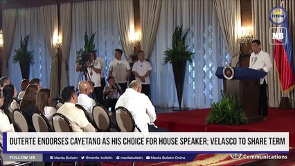 Duterte endorses Cayetano as his choice for House Speaker; Velasco to share term