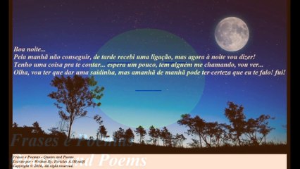 Boa noite, tenho uma coisa pra te contar, espera um pouco... [Mensagem] [Frases e Poemas]