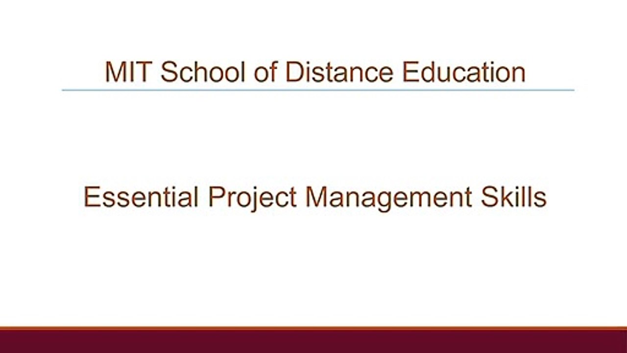 Essential Project Management Skills - MIT School of Distance Education