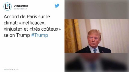 Donald Trump critique à nouveau l’accord de Paris sur le climat