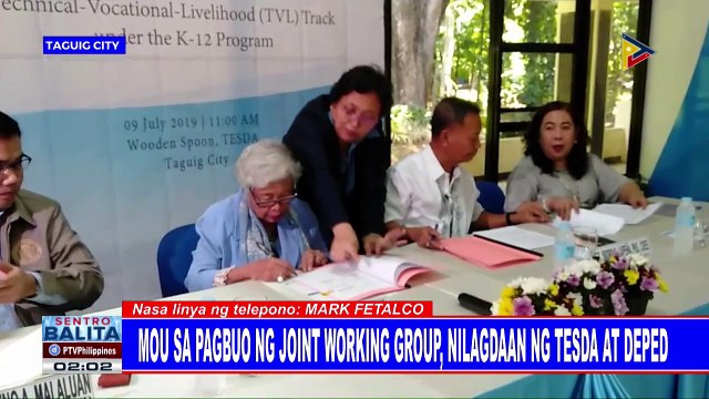 MOU sa pagbuo ng joint working group, nilagdaan ng TESDA at DepEd