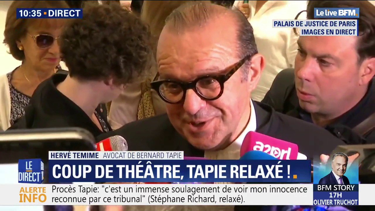 "Il était très très ému." L'avocat de Bernard Tapie évoque son état d'esprit quand il lui a annoncé sa relaxe pour escroquerie dans l'affaire du Crédit Lyonnais