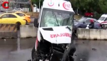 Ataşehir D-100 Karayolu'nda ambulans kaza yaptı