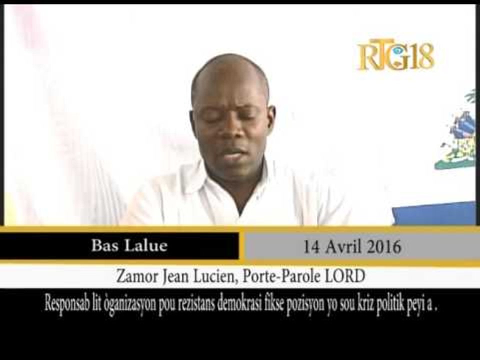 LORD /  Conférence de presse, ce jeudi 14 avril 2016