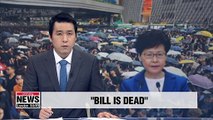 Hong Kong leader says China extradition bill is 'dead'