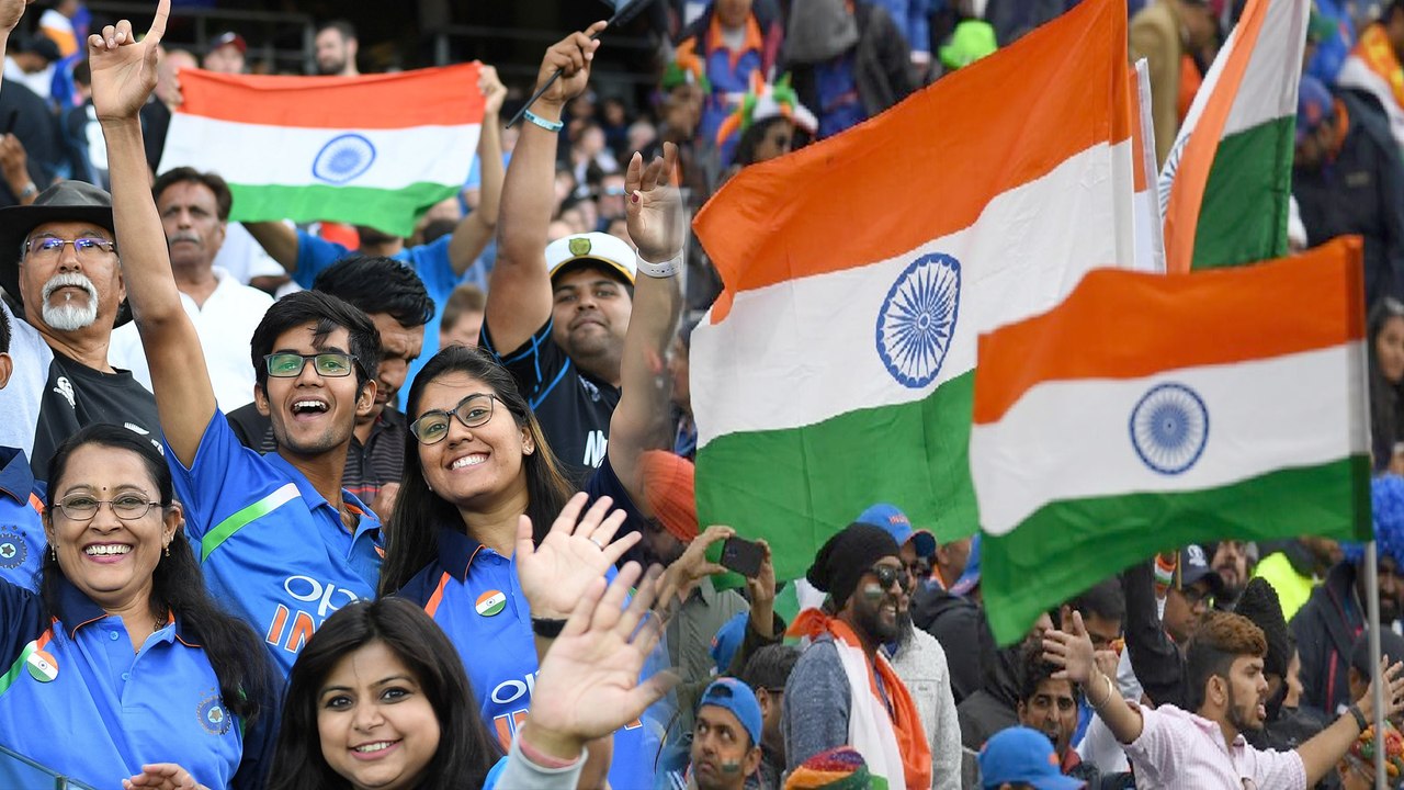 ICC Cricket World Cup 2019 : India Cricket Team Fans Waving National Flag At Old Ttrafford
