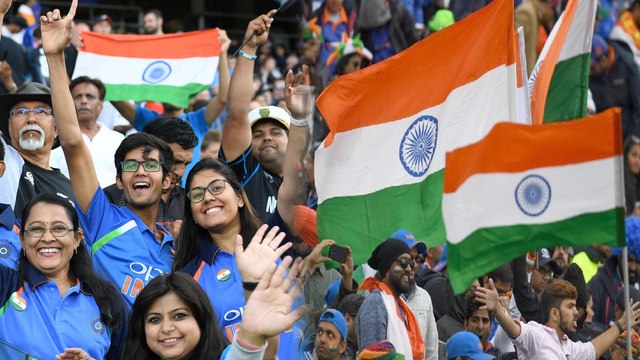 ICC Cricket World Cup 2019 : India Cricket Team Fans Waving National Flag At Old Ttrafford