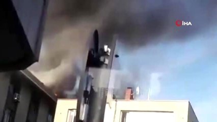 Şişli'de 5 katlı binanın çatısında korkutan yangın
