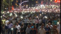 Report TV - Opozita në protestën e 10-të Kombëtare, Basha: Tashmë aksion i ngjeshur politik