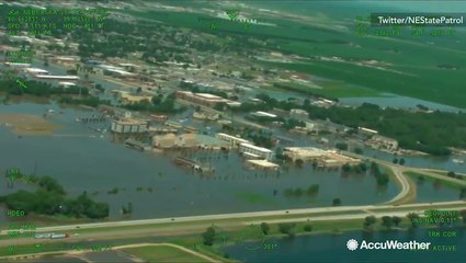Bird's eye view of flooded city