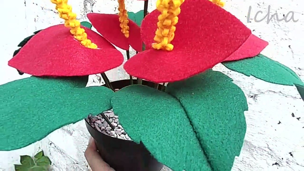 Bunga Anthurium Kain Flanel - Felt Anthurium Flower DIY