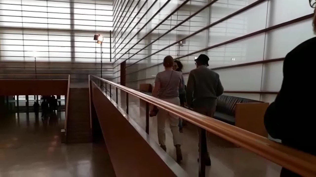 Woody Allen entre una nube de periodistas y cámaras con motivo de su llegada a San Sebastián