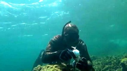 Oltaya yakalanan balığı kurtardı, öperek uğurladı