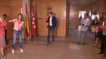 Errejón antes del pleno de investidura en la Asamblea de Madrid