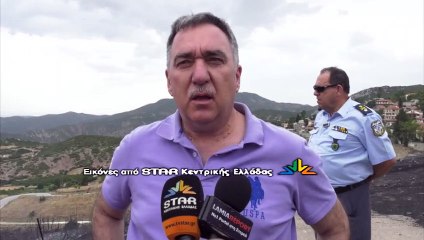 Δηλώσεις K. Μπακογιάννη, Θ. Καραϊσκου και Φ. Σπανού από το σημείο της φωτιάς