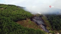 Aydos ormanında çıkan yangın havadan görüntülendi
