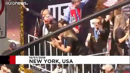 Las campeonas del mundo de fútbol celebraron el miércoles en Nueva York su victoria