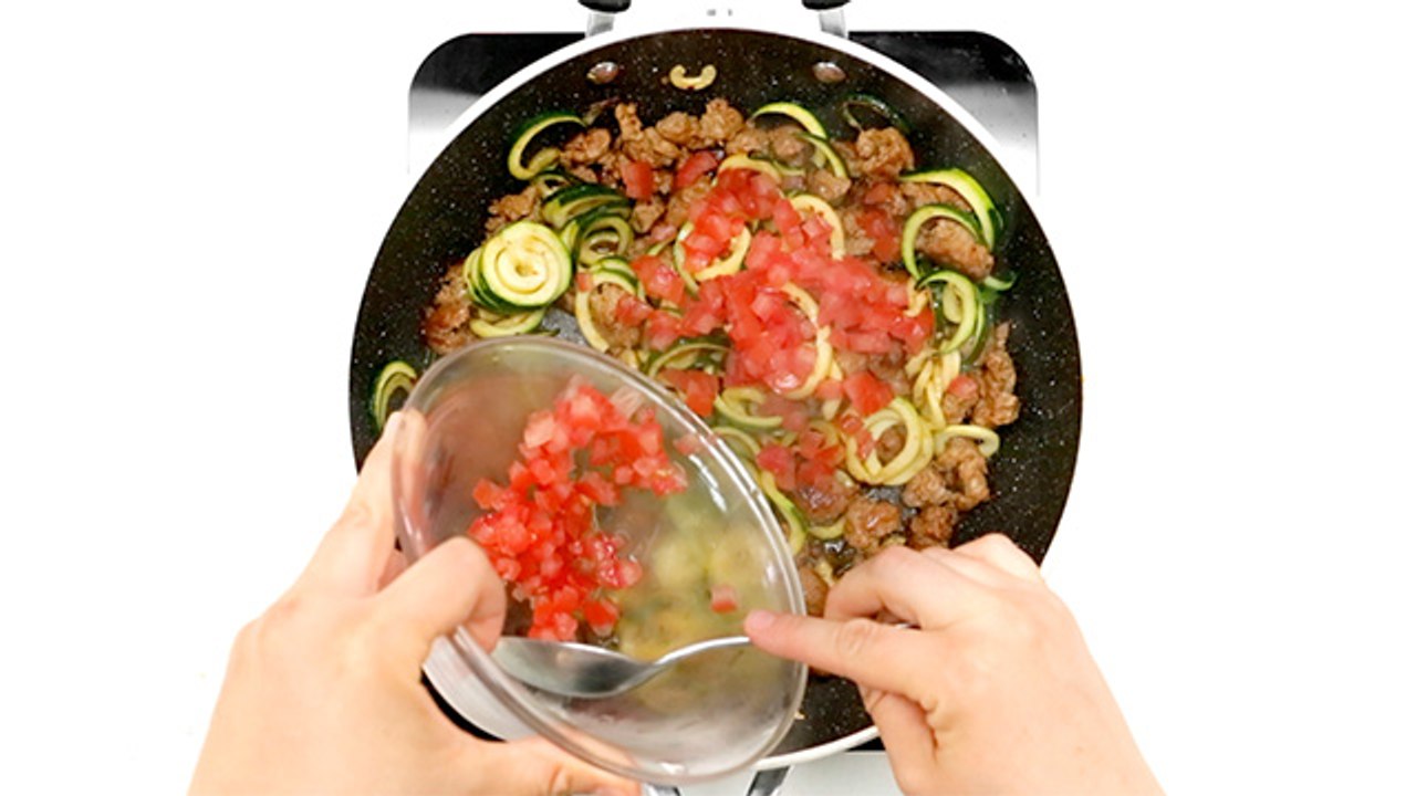 Pasta with Sausage and Zucchini Spirals