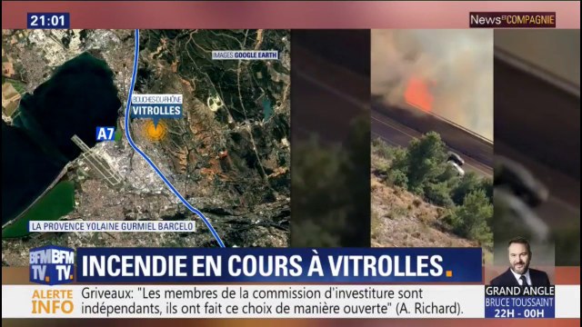 Un incendie est en cours à Vitrolles près de la gare et de l'autoroute A7