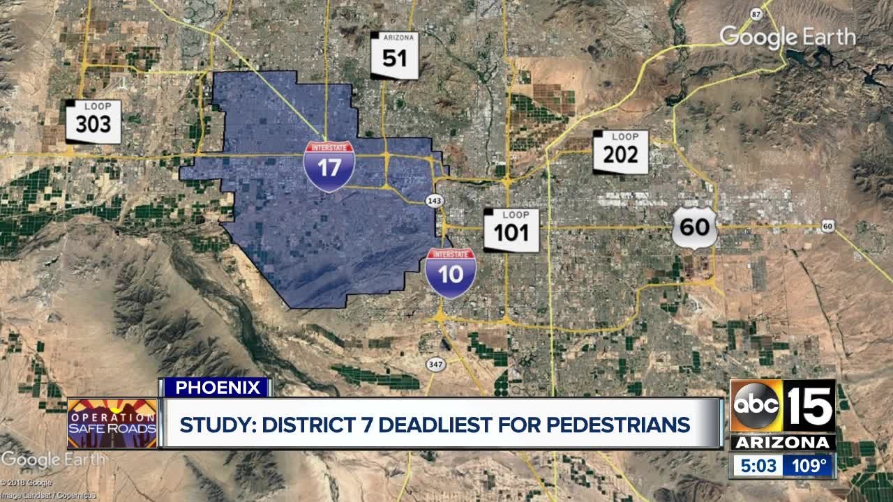 Which district in Arizona is the deadliest for pedestrians? video