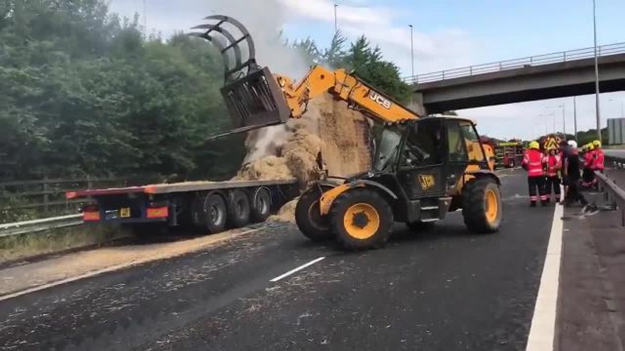 A14 truck fire