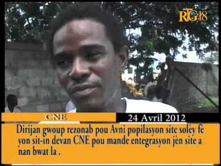 Dirijan gwoup rezonab pou avni popilasyon site solèy fè yon sit-in devan CNE .