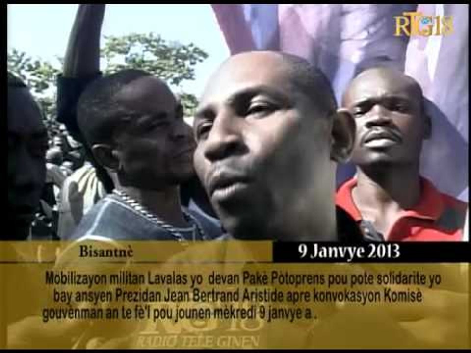 Jn- Bertrand Aristide.-  Mobilizasyon militan Lavalas yo devan Pakè Pòtoprens.