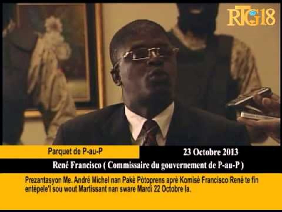 Prezantasyon Me  André Michel nan Pakè Pòtoprens aprè Komisè Francisco René te fin entèpele'l sou wo