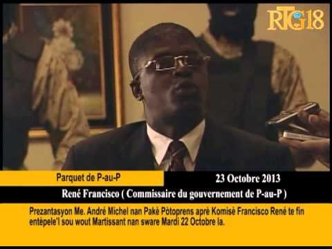 Prezantasyon Me André Michel nan Pakè Pòtoprens aprè Komisè Francisco René te fin entèpele'l sou wo