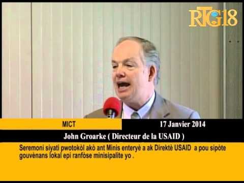 Seremoni siyati pwotokòl ant Minis enteryè a ak Direktè USAID a pou sipòte Gouvènans lokal epi ranfò