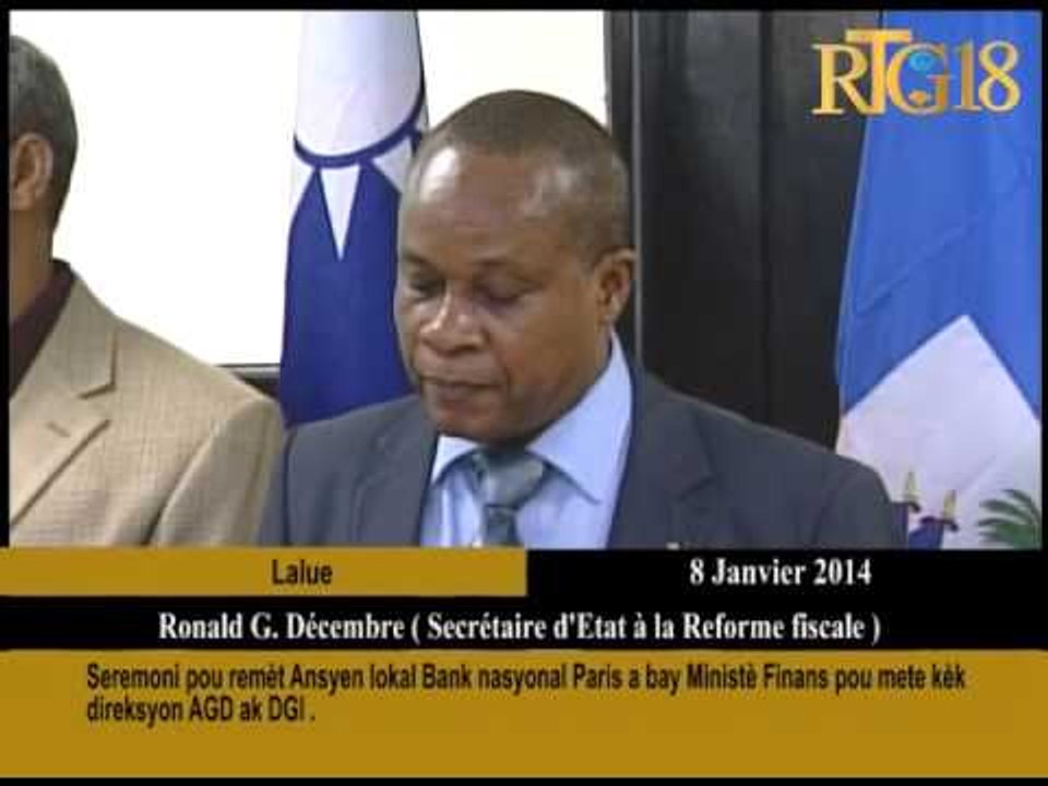 Seremoni pou remèt Ansyen lokal Bank nasyonal Paris a bay Ministè Finans pou mete kèk direksyon AGD