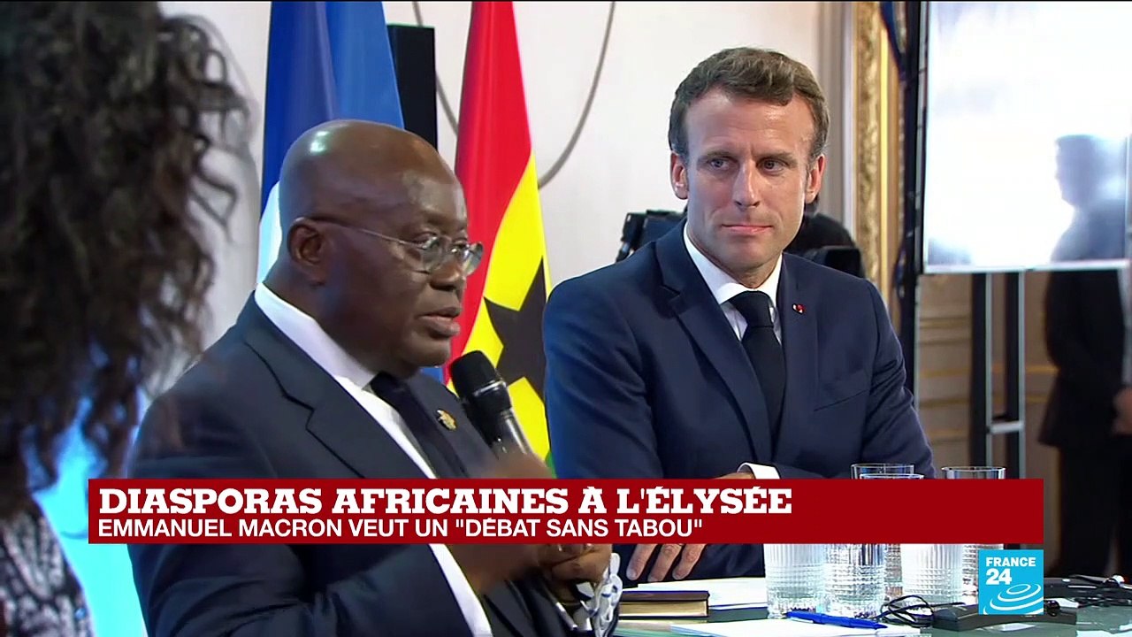 Le président Ghanéen Nana Akufo-Addo prend la parole lors du débat à l'Élysée sur les diasporas africaines