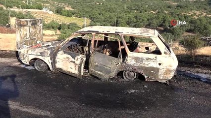 Aracı yanarak kullanılmaz hale geldi, sadece ruhsatını kurtarabildi