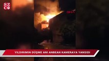 Ordu'da eve düşen yıldırım anı kamerada